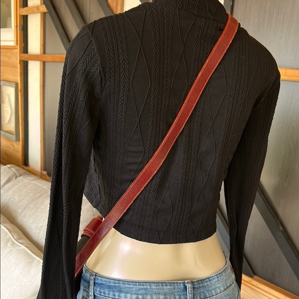 Bollini Genuine Italian Leather Black and Brown Crossbody Bag Classic Structured - Picture 6 of 16